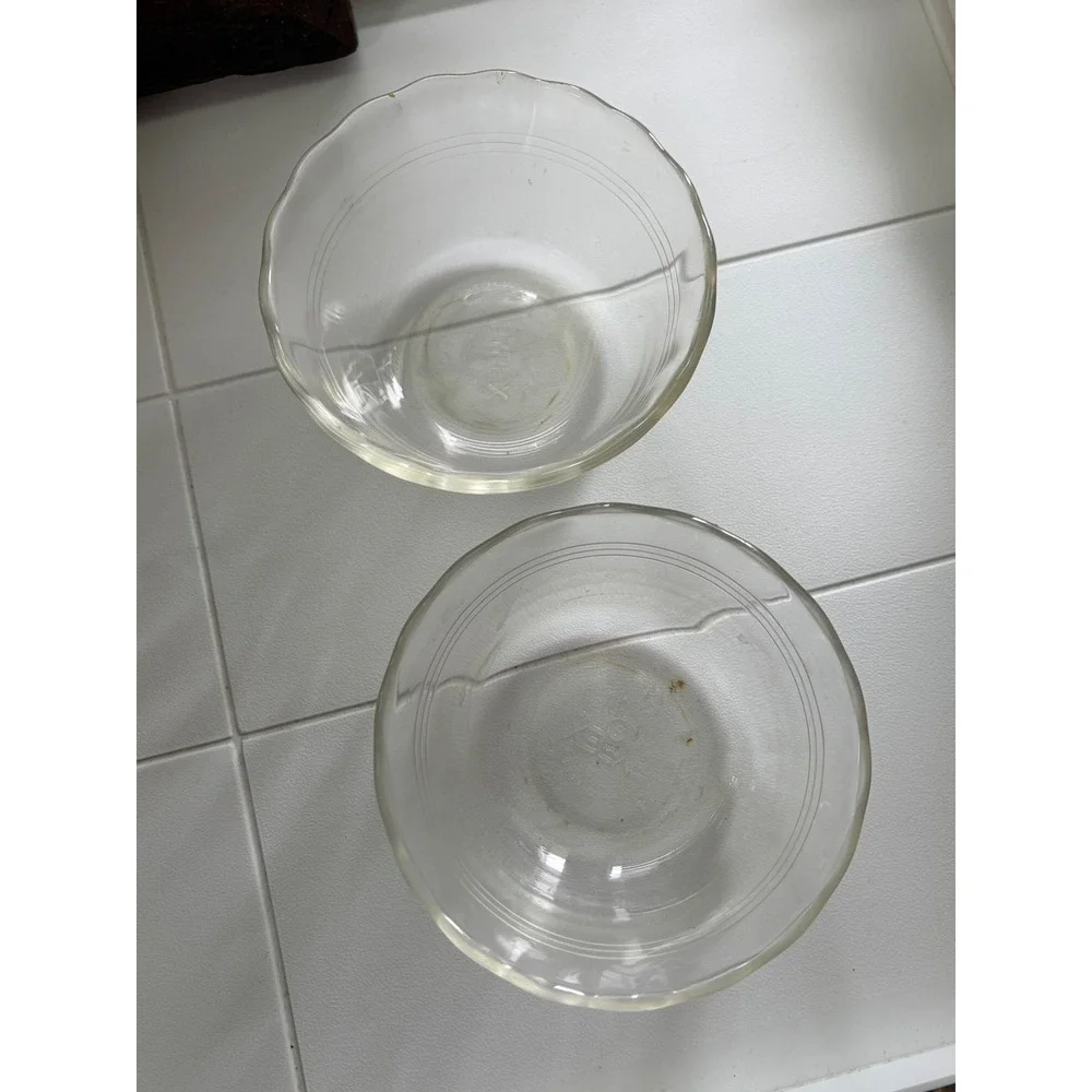 Vintage Pyrex Glass Scalloped Custard Cups 6oz Ramekins Set of 2 Made in USA
